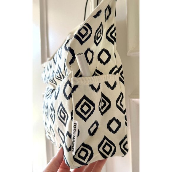 To The Market Hanging Wall Storage Organizer Bag Diamond Print Organic Cotton - Picture 7 of 9